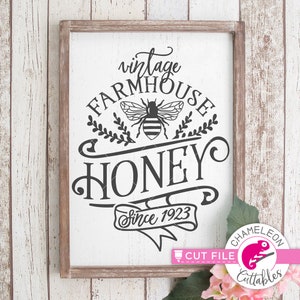 Vintage Farmhouse Honey, jar, canister, sign, kitchen, SVG Files, Cutting Machines, Silhouette Cameo, Cricut, Commercial Use Digital Design