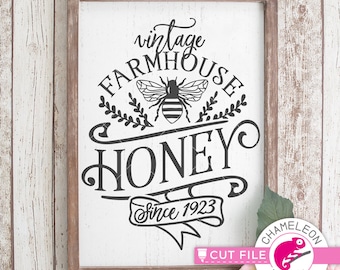 Vintage Farmhouse Honey, jar, canister, sign, kitchen, SVG Files, Cutting Machines, Silhouette Cameo, Cricut, Commercial Use Digital Design