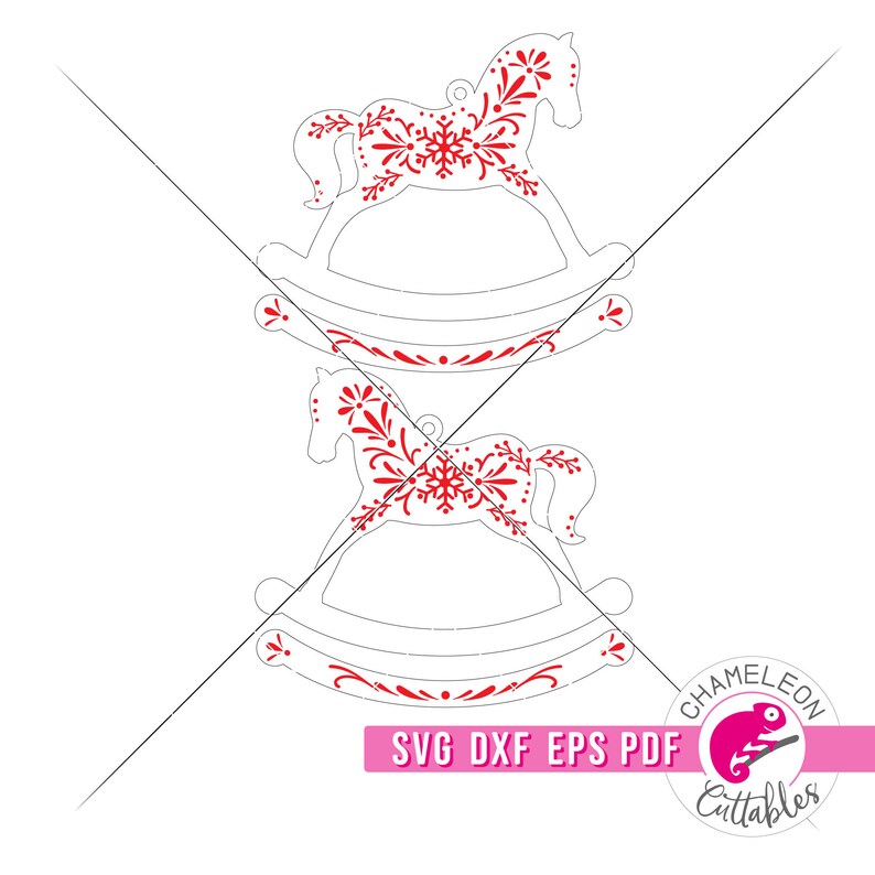 PDF, SVG, DXF, Eps Rocking Horse Ornament Svg, Glowforge Laser Ornament ...
