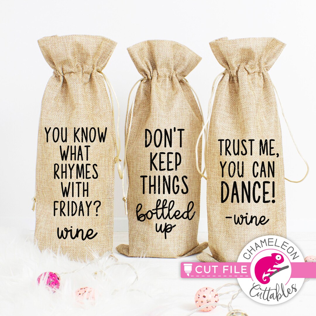 Funny Wine Bag Quote Design Bundle 1, SVG Png Dxf Jpeg Files for Cutting Machine, Silhouette