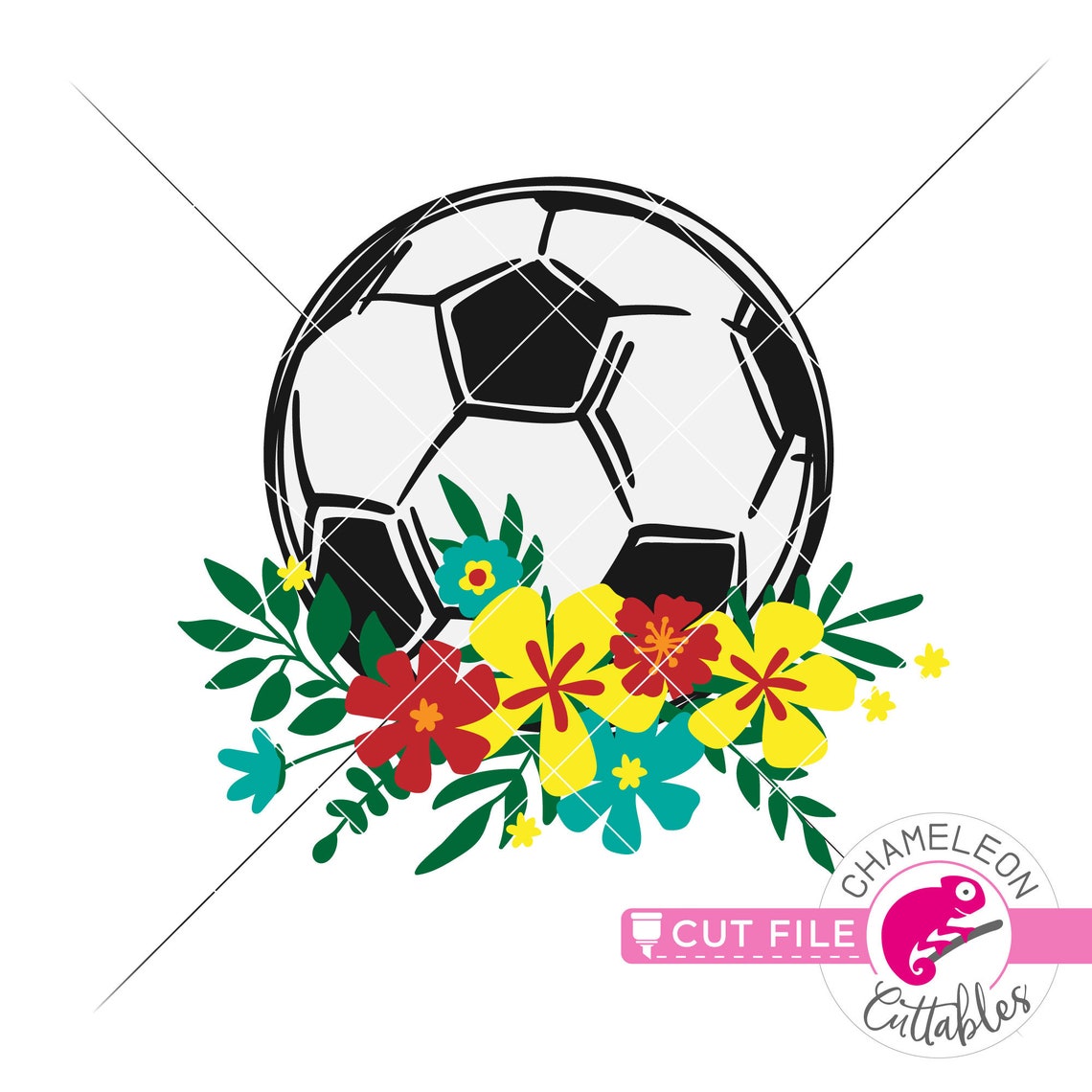 Soccer ball with flowers sketch SVG DXF cut file for shirt | Etsy