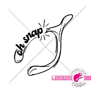 May include: Black and white graphic of a wishbone with the words "oh snap" in a stylized font. The design includes radiating lines emanating from the wishbone's break, suggesting a moment of surprise or realization. The image also includes a logo.