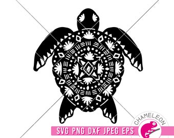 SVG, PNG, Dxf, Jpeg, Boho Turtle Svg, Ocean Turtle, Aztec Design, Boho Beach Svg cut file and Sublimation png, Commercial Use Digital Design