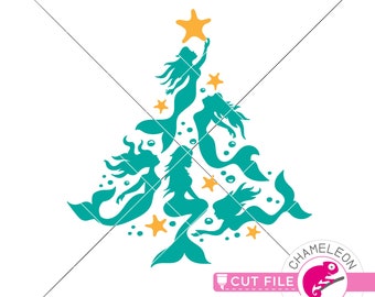 Mermaid Christmas tree SVG, Beach file, jpeg, dxf, png, dxf for Cutting Machine, Silhouette Cameo, Cricut, Commercial Use Digital Design