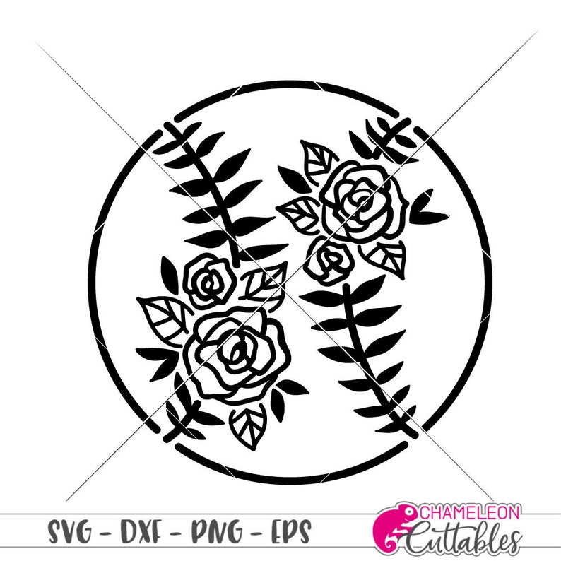 Floral Baseball With Roses, Softball Design, Flowers, SVG File for ...