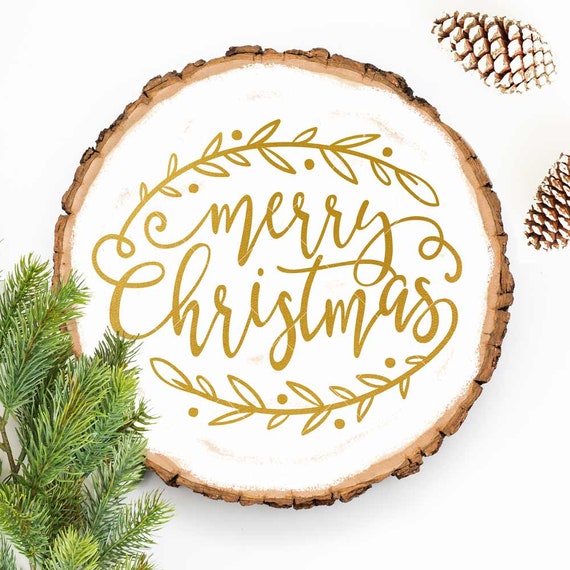 Download Free Merry Christmas Branches Round Oval Svg Dxf Png Files For Etsy SVG DXF Cut File