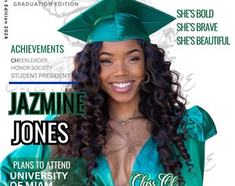 Graduation Magazine Cover, Graduation Invitation, Graduation 2024, Editable Canva Template Design, Custom Magazine Cover, Graduation Season