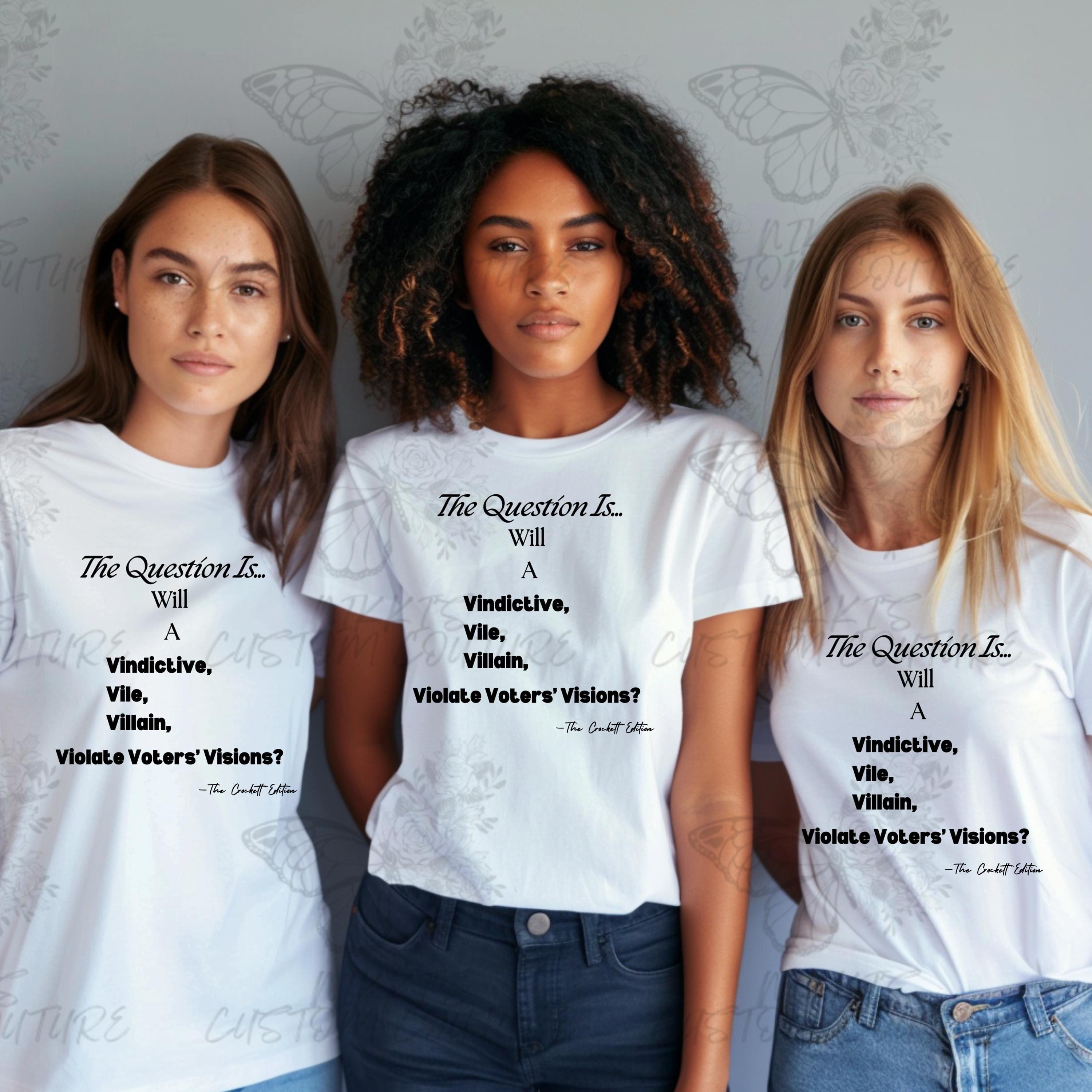 Jasmine Crockett Shirt, Vindictive Vile Villain Violate Voters’ Visions, Harris Walz 2024, Kamala Harris Tshirt, Presidential Campaign, DNC