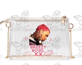 Breezy Bowl Stadium Bag, Breezy Bowl XX Bandana Bag, Chris Brown Bag, Stadium Approved Purse, Concert Handbag, Crossbody, Breezy Pink Hair