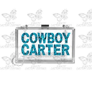 Bolso de estadio Cowboy Carter, bolso Queen Bey, bolso de concierto, clutch acrílico con parrilla turquesa Bey, bolso Western Glam, bolso personalizado