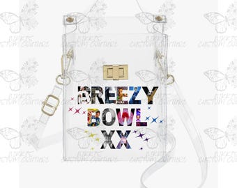 Breezy Bowl Stadium Bag, Breezy Bowl XX,  Chris Brown Bag, Stadium Approved Handbag, Concert Bag, Clear Crossbody, Breezy Album Tribute Bag