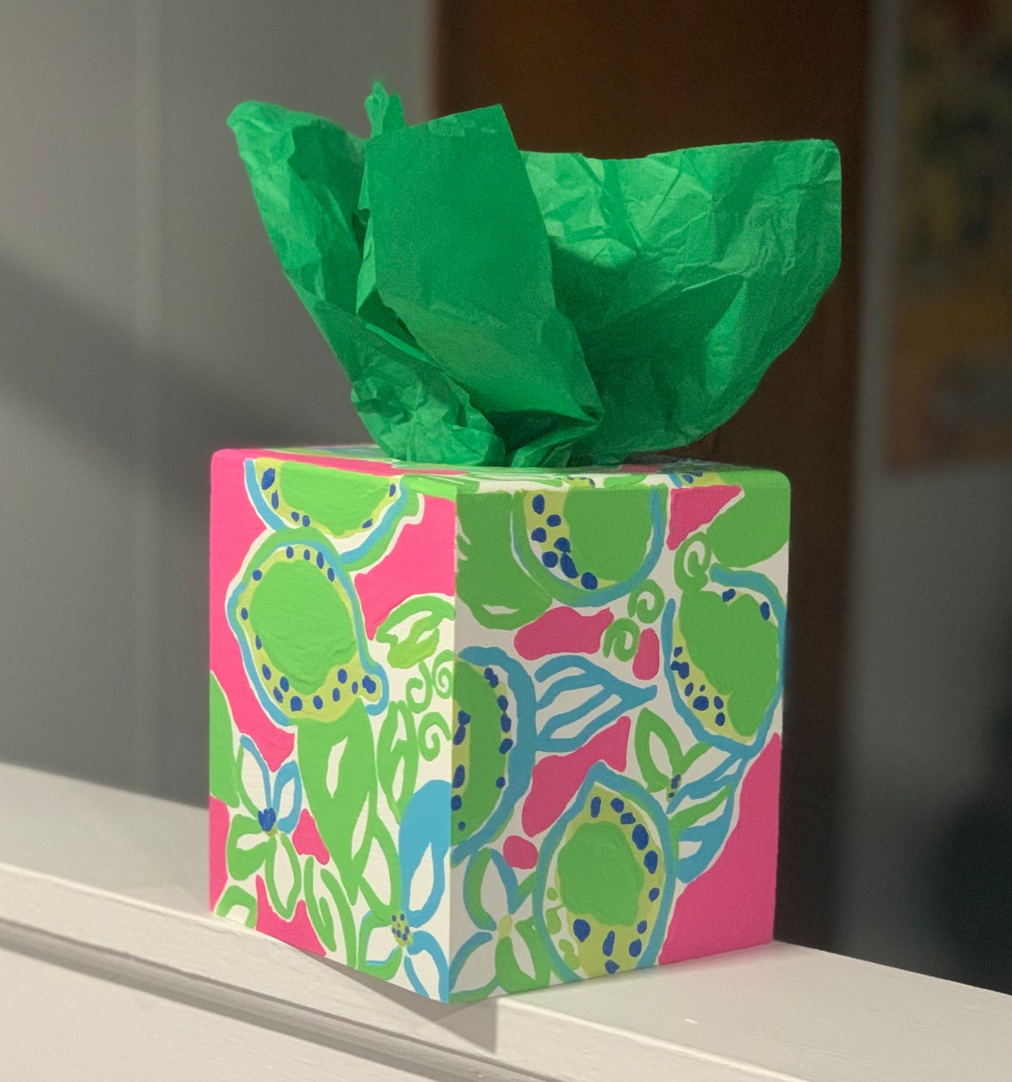 Hand Painted Tissue Box Holder Etsy