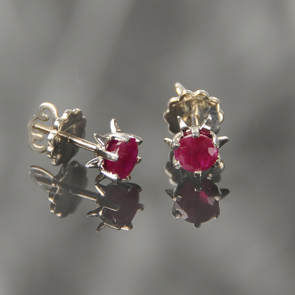 Genuine Ruby Stud Earrings Natural Ruby Earrings Natural Ruby Etsy