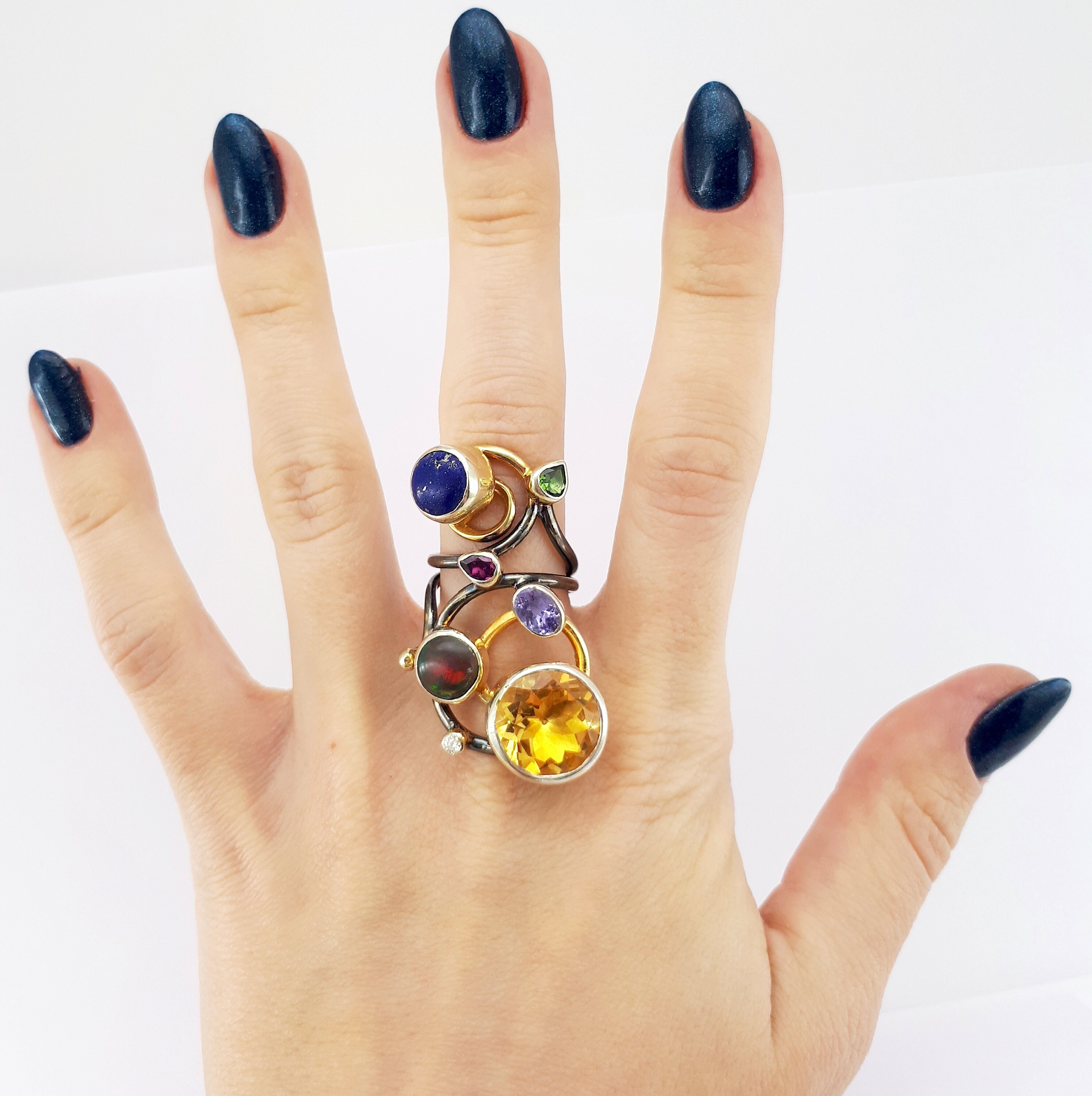 Weird ring One of a kind stone Unique ring Long ring women Etsy