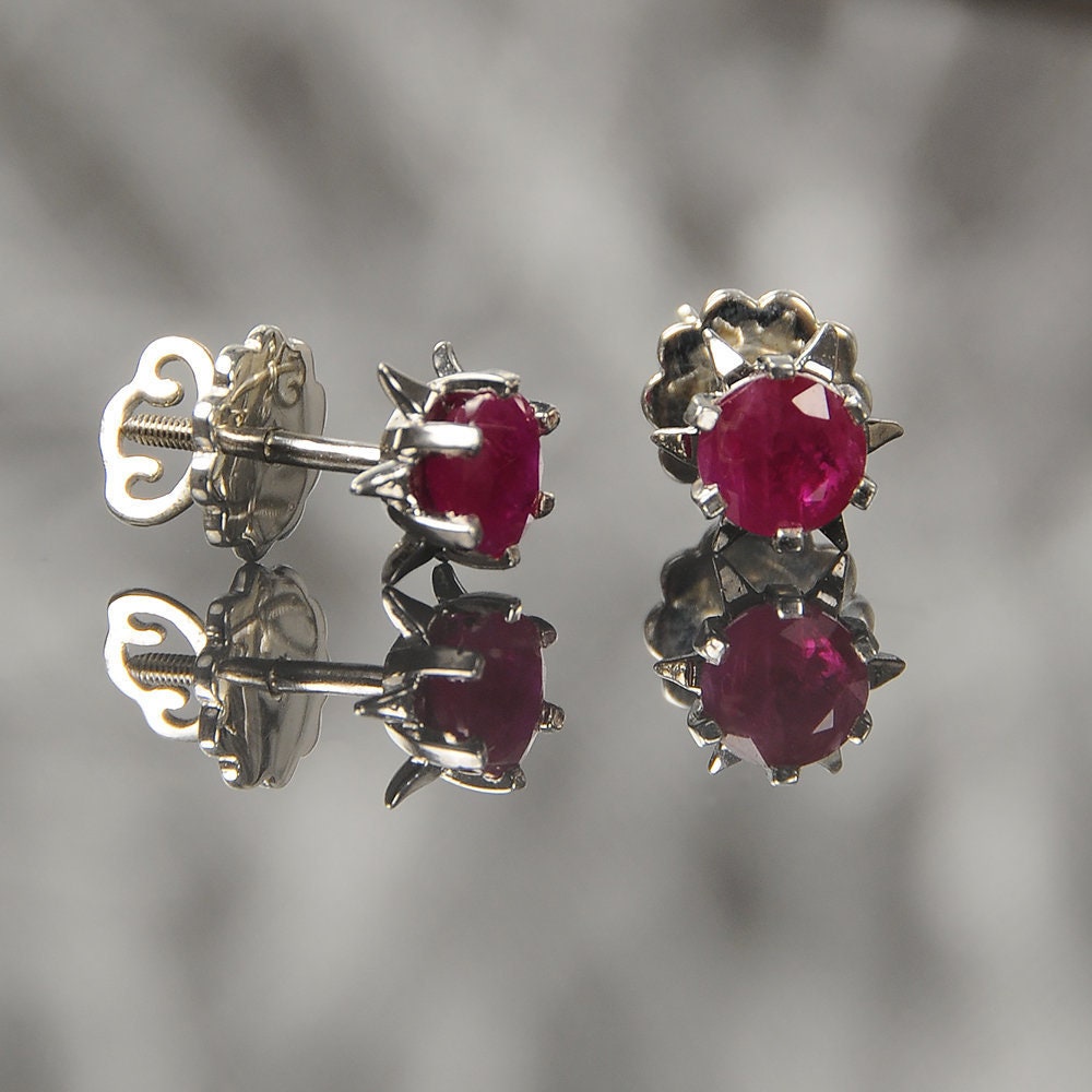 Genuine Ruby Stud Earrings Natural Ruby Earrings Natural Ruby | Etsy