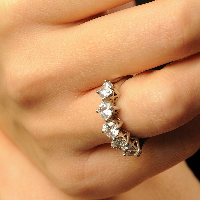 Five stone engagement ring 5 stone engagement ring SILVER Etsy