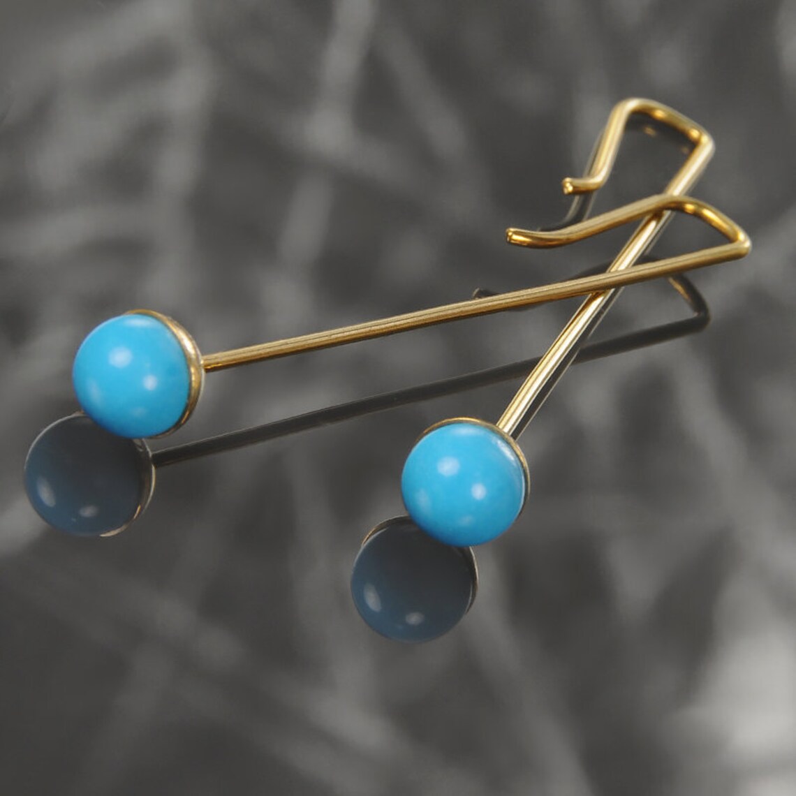 Turquoise ball earrings Long drop ball earrings Statement Long Etsy