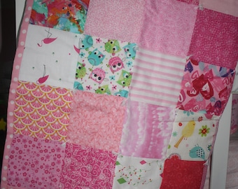 Baby Quilt, Baby Girl Quilt, Pink Baby Quilt, Tummy Time Quilt, Pink Nursery Blanket, Pink Crib Bedding