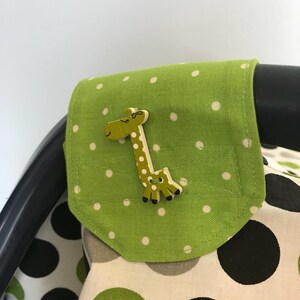 Infant Carrier Canopy/Boy/Carseat Cover/Green Giraffes On Parade image 4