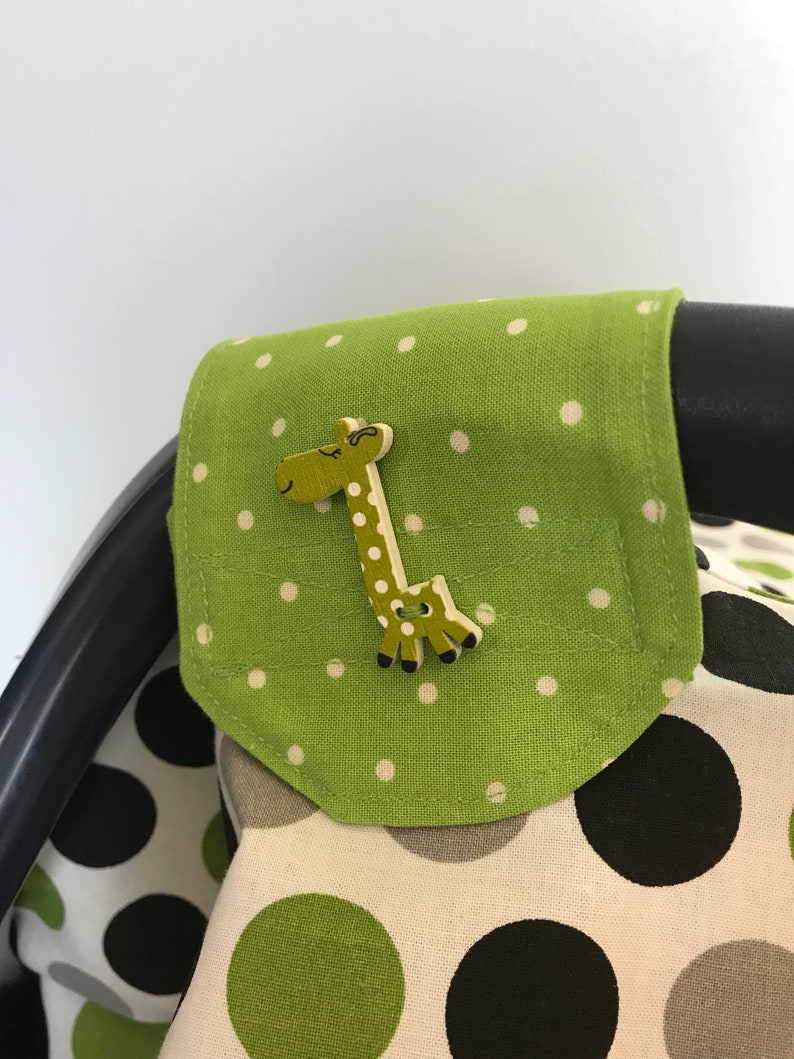 Infant Carrier Canopy/Boy/Carseat Cover/Green Giraffes On Parade zdjęcie 4