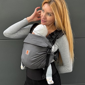 Portabebés de lino, Portabebés con hebilla completa, Nashsling Combi UP, Portabebés para recién nacidos y niños pequeños, Portabebés gris, Regalo para mamá primeriza