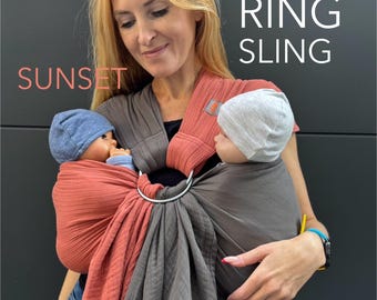 Twin Ring Sling, Twins baby carrier, Twins sling for newborn, 100% Organic Cotton, Muslin ring sling
