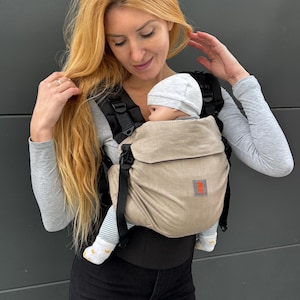 Portabebés de lino, Portabebés con hebilla completa, Nashsling Combi UP, Portabebés para recién nacidos y niños pequeños, Portabebés beige, Regalo para mamá primeriza