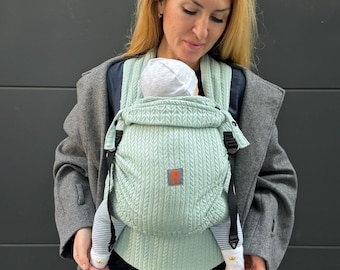 Porte-bébé pour nouveau-né, Porte-bébé en coton, Porte-bébé à boucle complète, Nashsling Combi Light, Porte-bébé tricoté à la menthe, Cadeau pour nouvelle maman