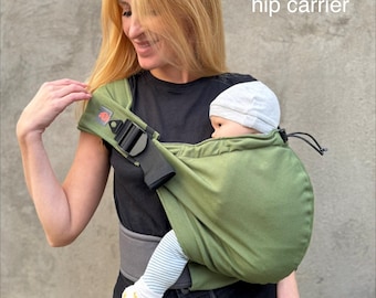 Hip baby carrier Quick with or without hip belt, cotton shoulder carrier, hip seat baby carrier, green carrier for baby and toddler