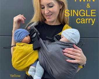 Twin and Single hip carrier, Twins baby carrier, for baby’s and toddler twin, Can be used separately, Cotton Beige and Taupe twin carrier