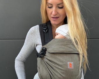 Linen baby carrier, Full buckle baby carrier, Nashsling Combi UP, Baby carrier for newborn and toddler, Khaki baby carrier, Gift for New Mom