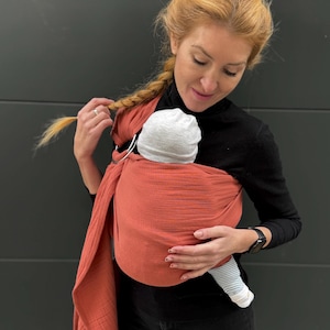 Portabebés tipo fular de muselina para recién nacidos y niños pequeños, fular de muselina 100 % algodón orgánico, fular de muselina azul