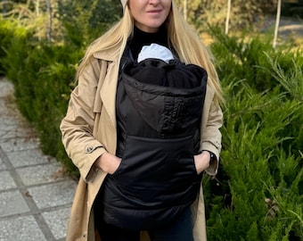 Winter, autumn, spring Babywearing cover 2in1,  Maternity coat, Babywearing Coat, Baby carrier cover, Carrier cover, Black Babywearing cover