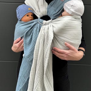 Portabebés para gemelos, portabebés para gemelos, portabebés para gemelos recién nacidos, portabebés de anillas 100 % algodón orgánico, portabebés de muselina, porteo de gemelos