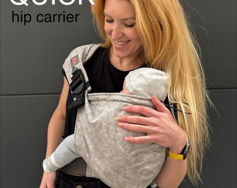Hip baby carrier Quick with or without hip belt, cotton shoulder carrier, hip seat baby carrier, gray hip carrier for baby and toddler