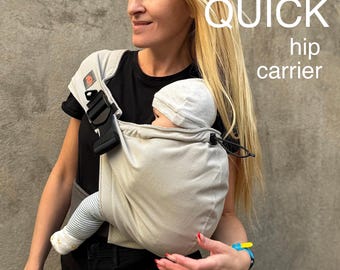 Hip baby carrier Quick with or without hip belt, cotton shoulder carrier, hip seat baby carrier, light gray carrier for baby and toddler