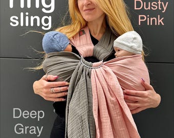 Twin Ring Sling, Twins baby carrier, Twins sling for newborn, 100% Organic Cotton, Muslin ring sling