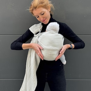 Portabebés tipo fular de muselina para recién nacidos y niños pequeños, fular de muselina 100 % algodón orgánico, fular de muselina gris claro