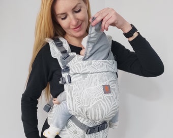 Porte-bébé nouveau-né, Porte-bébé SOLO Tropic Grey, Porte-bébé pour nouveau-né et tout-petit, Porte-bébé en coton, Porte-bébé ergonomique
