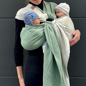 Portabebés para gemelos, portabebés para gemelos, portabebés para gemelos recién nacidos, portabebés de anillas 100 % algodón orgánico, portabebés de muselina, porteo de gemelos