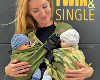 Twin and Single hip carrier, Twins baby carrier, for baby’s and toddler twin, Can be used separately, Cotton Green and Yellow twin carrier