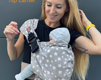 Hip baby carrier Quick with or without hip belt, cotton shoulder carrier, hip seat baby carrier,beige stars hip carrier for baby and toddler