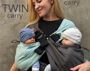 Twin and Single hip carrier, Twins baby carrier, for baby’s and toddler twin, Can be used separately, Cotton Gray and Mint twin carrier