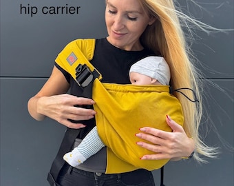 Hip baby carrier Quick with or without hip belt, cotton shoulder carrier, hip seat baby carrier, yellow carrier for baby and toddler
