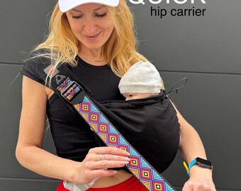 Hip baby carrier Quick with or without hip belt, cotton shoulder carrier, hip seat baby carrier, mint hip carrier for baby and toddler