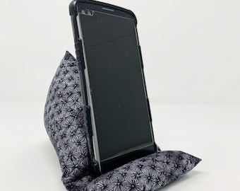 Gray & Black Floral Weighted Phone Pillow Stand: Portable Phone Prop