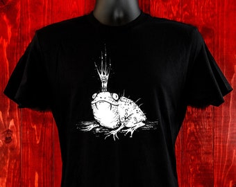 Cryptic King Toad-Unisex Jersey Tee-Toads-Illustration-Art T-shirt-Witchy-Dark Apparel-Men and Women-Gothic Tee-Magic-Toad Art-Fairy Tales