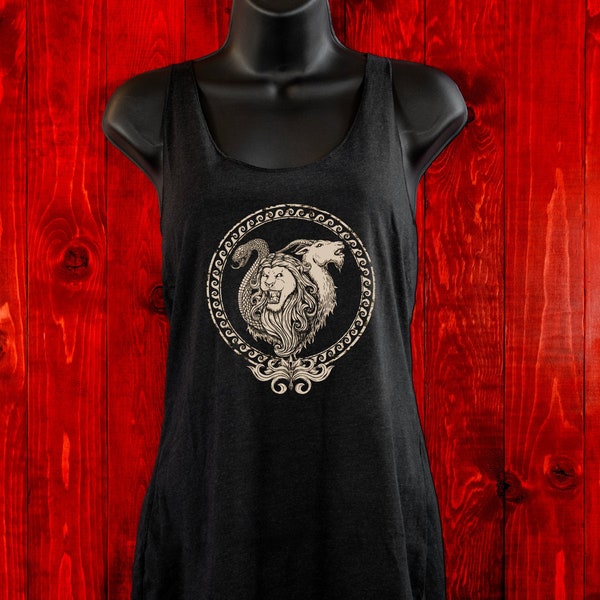 Chimera-Tank Top-Greek Monster-Greek Mythology-Flowy Tank-Mythical Creature-Greek Monsters Tank-Women's Tank-She Goat