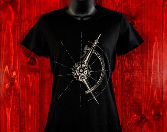 Victorian Compass-Women's Tee-Art Compass-Steampunk Apparel-Artist T-shirt-Casual Wear-Compass Shirt-Mathematical Gifts-Artist Gifts-Vintage