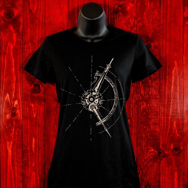 Viktorianischer Kompass-Frauen T-Shirt-Kunst Kompass-Steampunk Bekleidung-Künstler T-Shirt-Casual Wear-Kompass Shirt-Mathematische Geschenke-Künstler Geschenke-Vintage